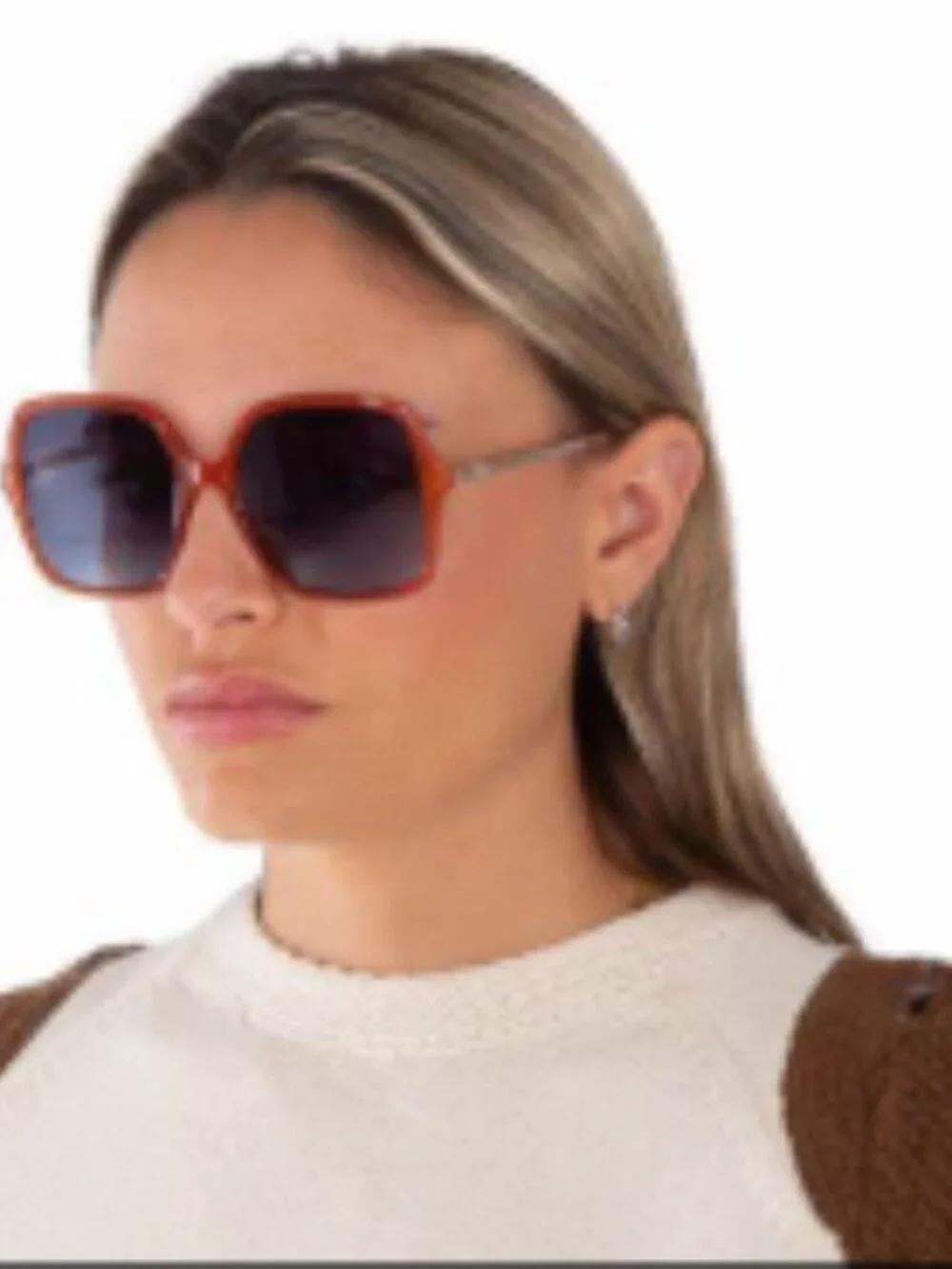 GUESS Oversized Square Sunglasses | Coral Orange Frame | Gray Gradient Lenses |